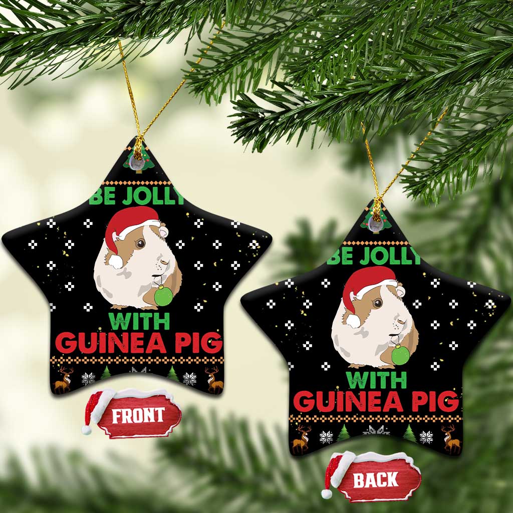 Guinea Pig Christmas Ceramic Ornament Be Jolly With Guinea Pig DT03