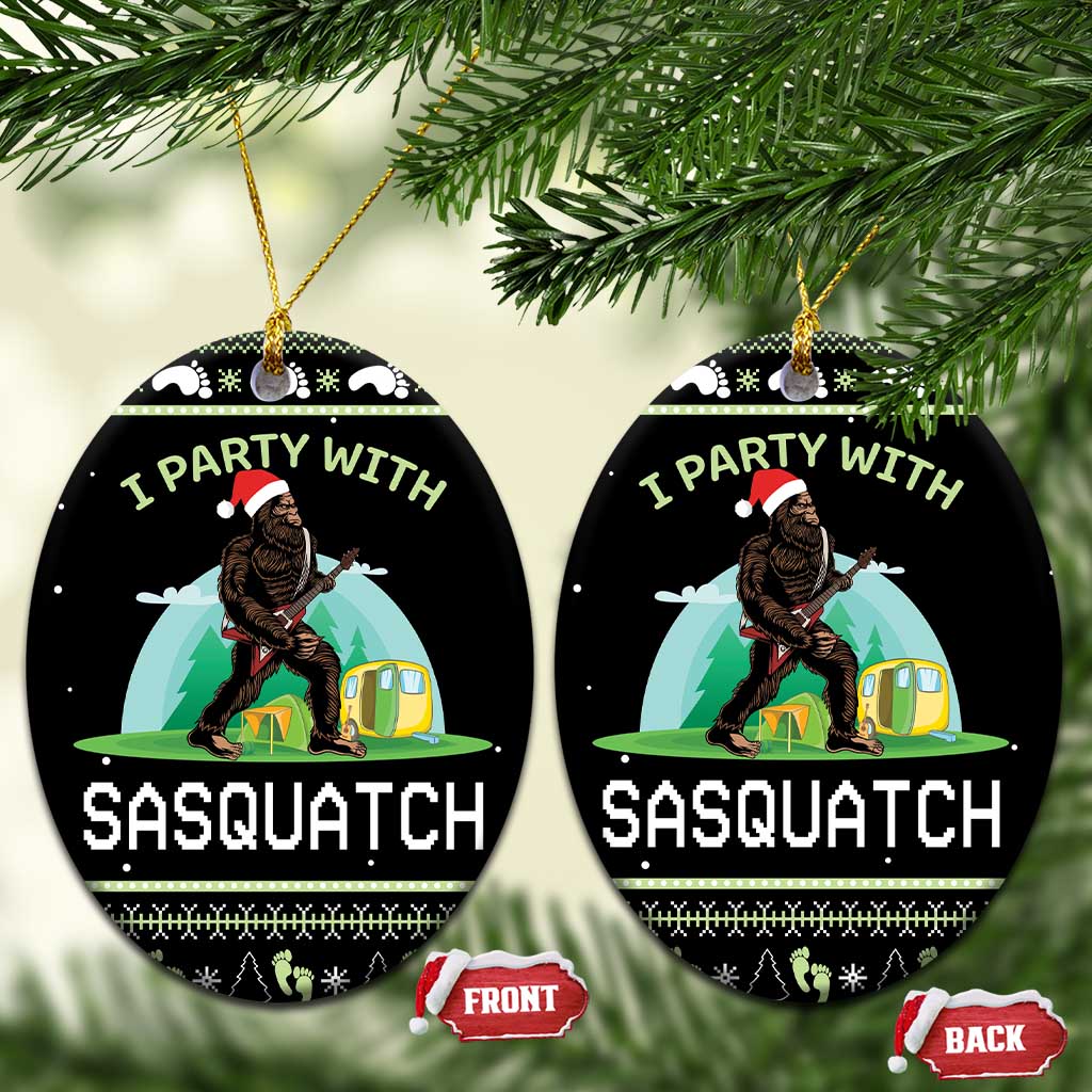 Christmas Im Party With Sasquatch Camping Ceramic Ornament DT03