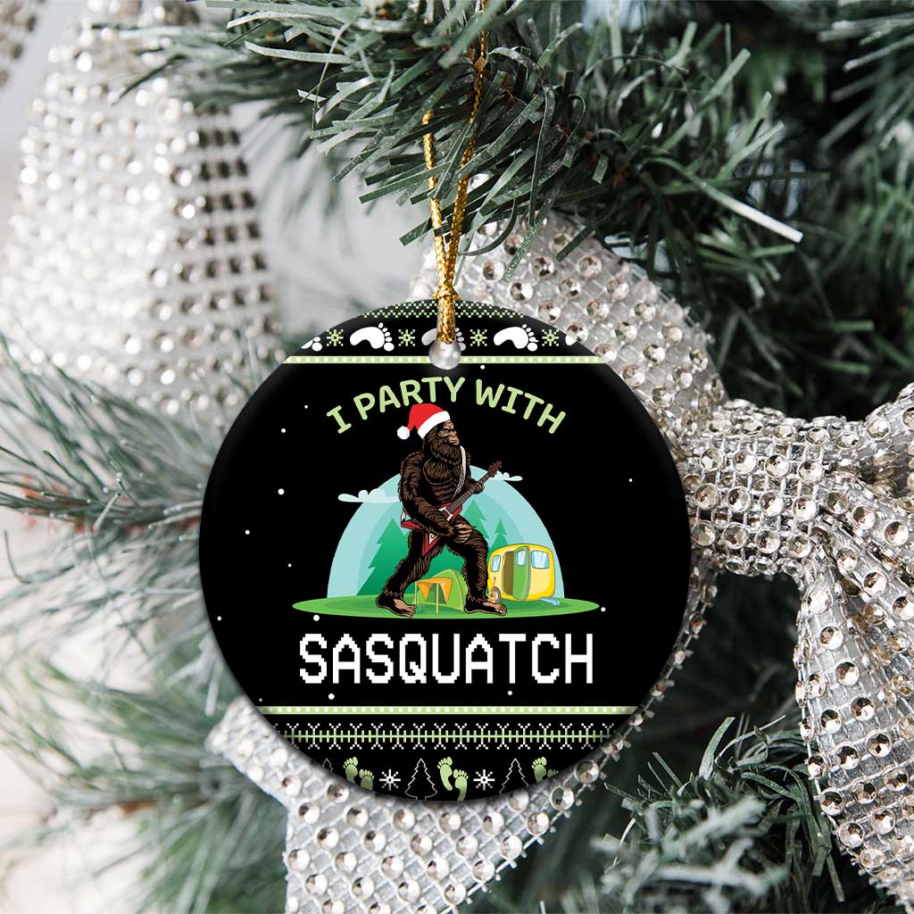 Christmas Im Party With Sasquatch Camping Ceramic Ornament DT03