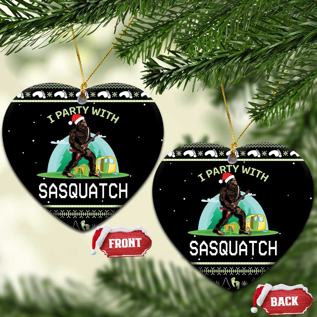 Christmas Im Party With Sasquatch Camping Ceramic Ornament DT03