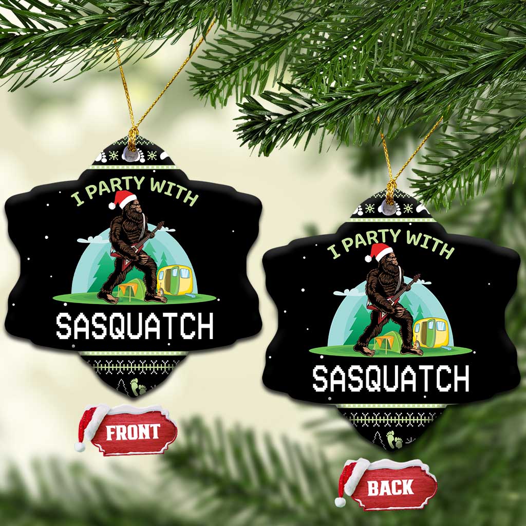 Christmas Im Party With Sasquatch Camping Ceramic Ornament DT03
