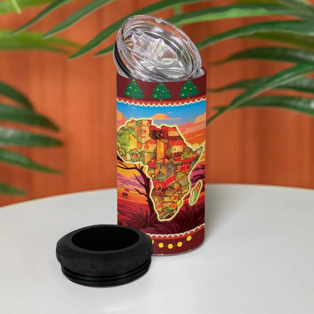 African Christmas 4 in 1 Can Cooler Tumbler Afro Heritage and Celebrated DT03
