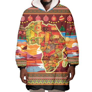 African Christmas Wearable Blanket Hoodie Afro Heritage and Celebrated DT03