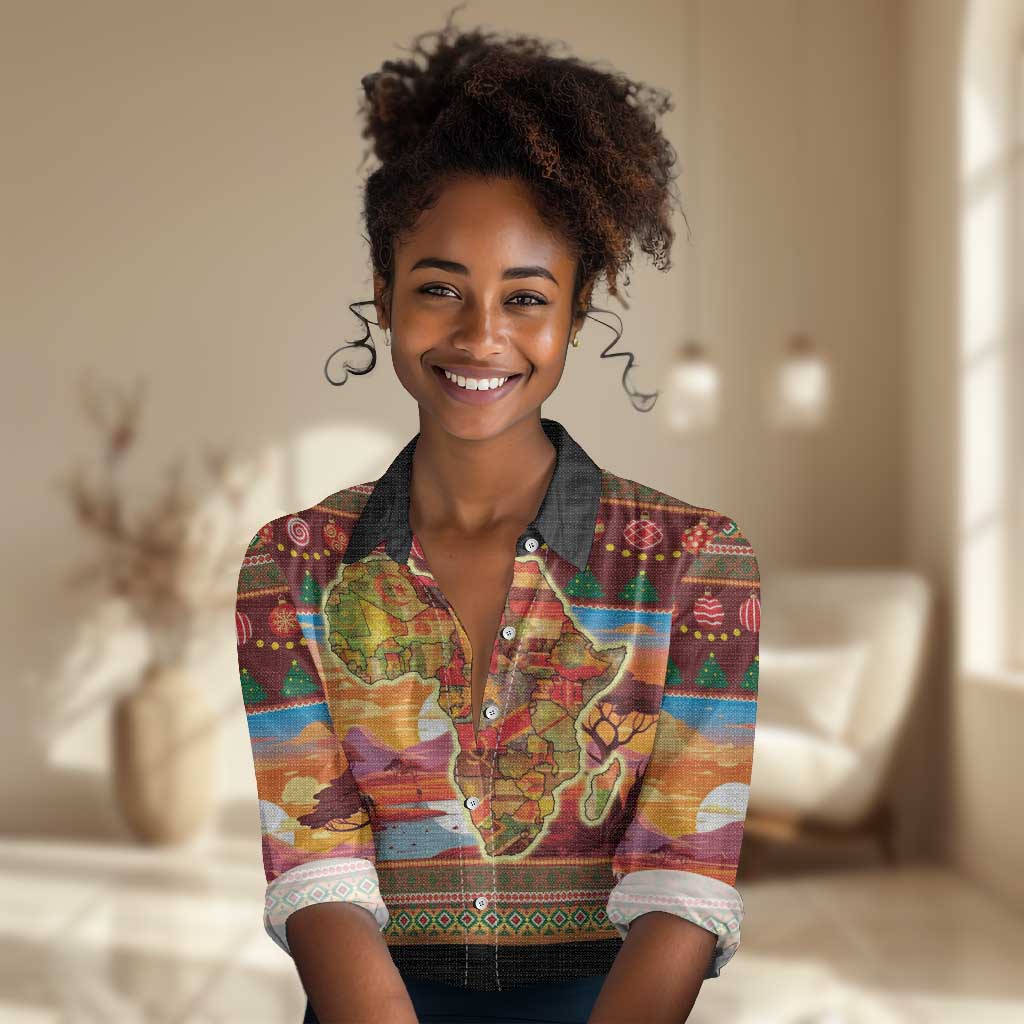 African Christmas Women Casual Shirt Afro Heritage and Celebrated DT03