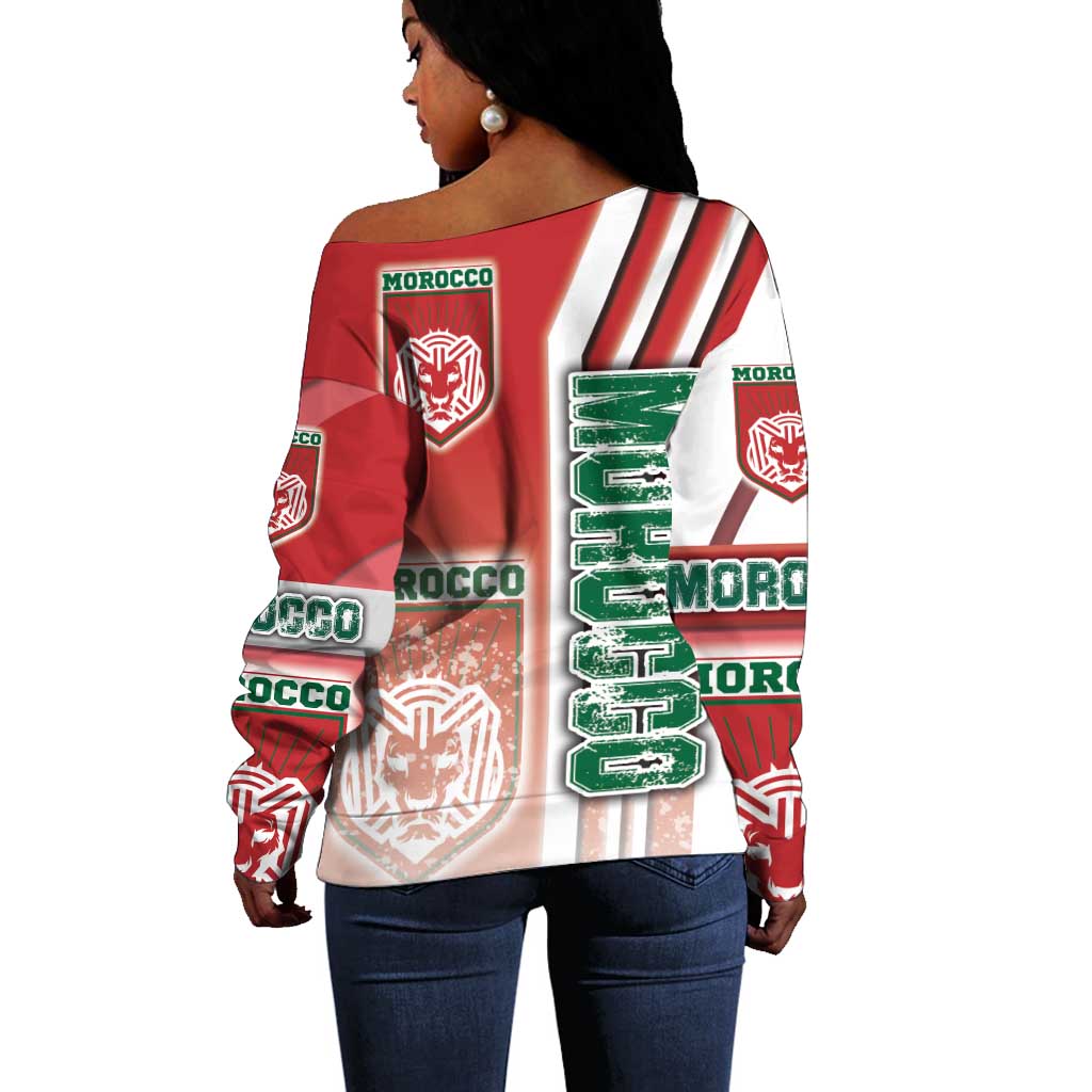 Morocco Soccer Off Shoulder Sweater Atlas Lions Football - Road To Champion DT03