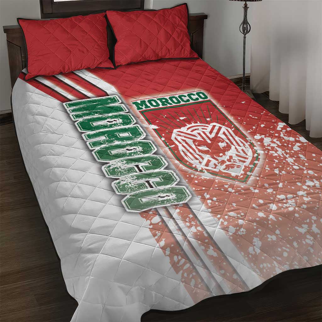 Morocco Soccer Quilt Bed Set Atlas Lions Football - Road To Champion DT03