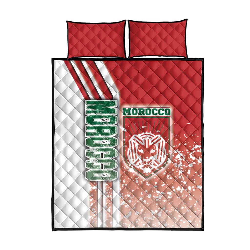Morocco Soccer Quilt Bed Set Atlas Lions Football - Road To Champion DT03