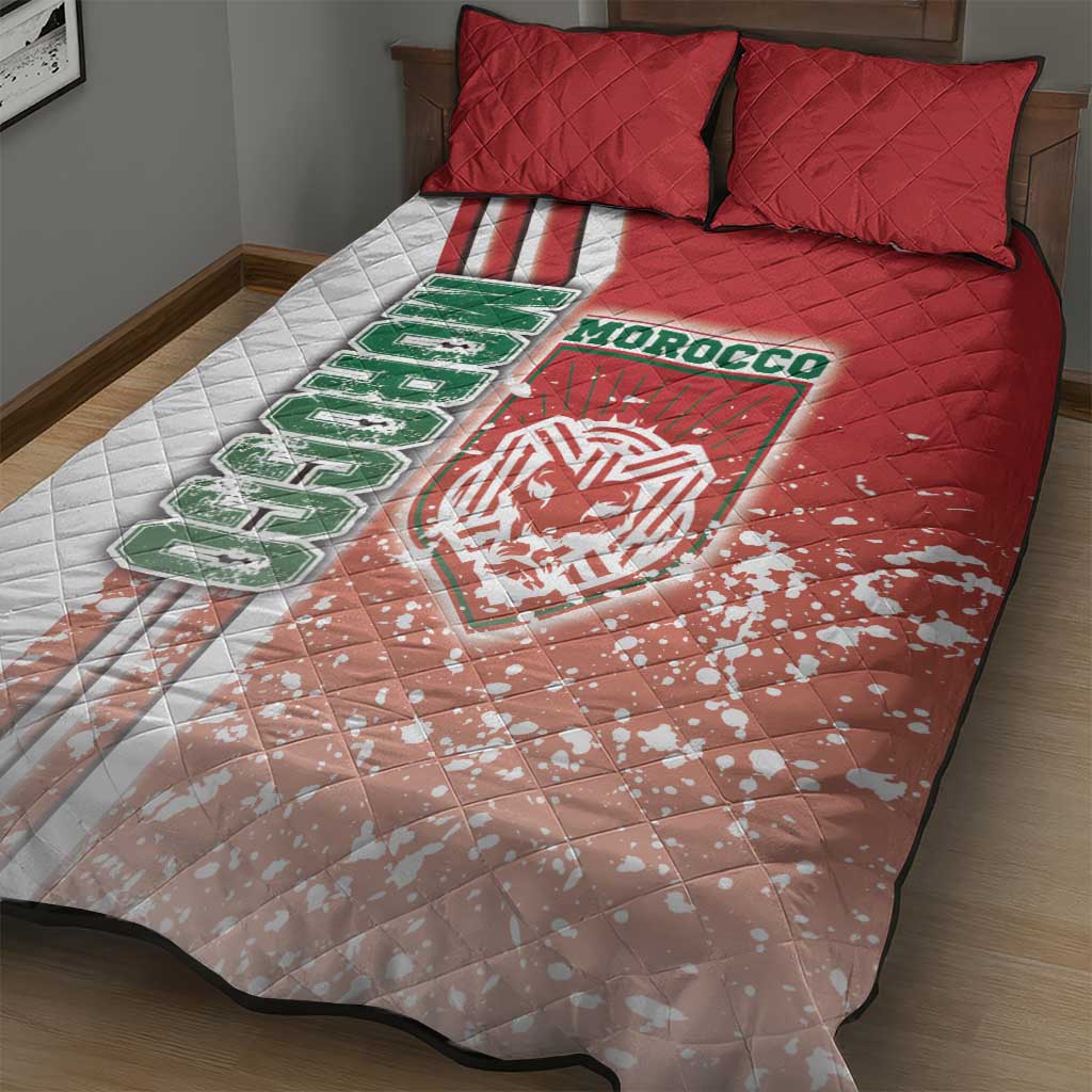 Morocco Soccer Quilt Bed Set Atlas Lions Football - Road To Champion DT03