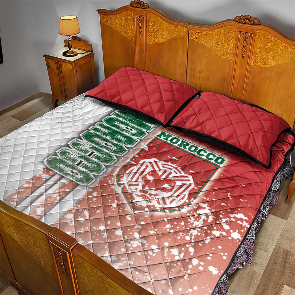 Morocco Soccer Quilt Bed Set Atlas Lions Football - Road To Champion DT03