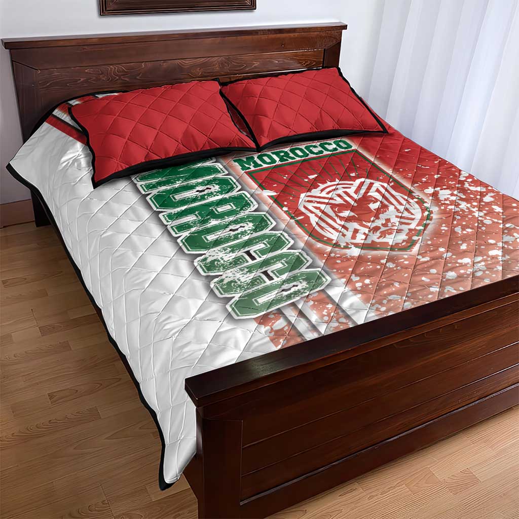 Morocco Soccer Quilt Bed Set Atlas Lions Football - Road To Champion DT03