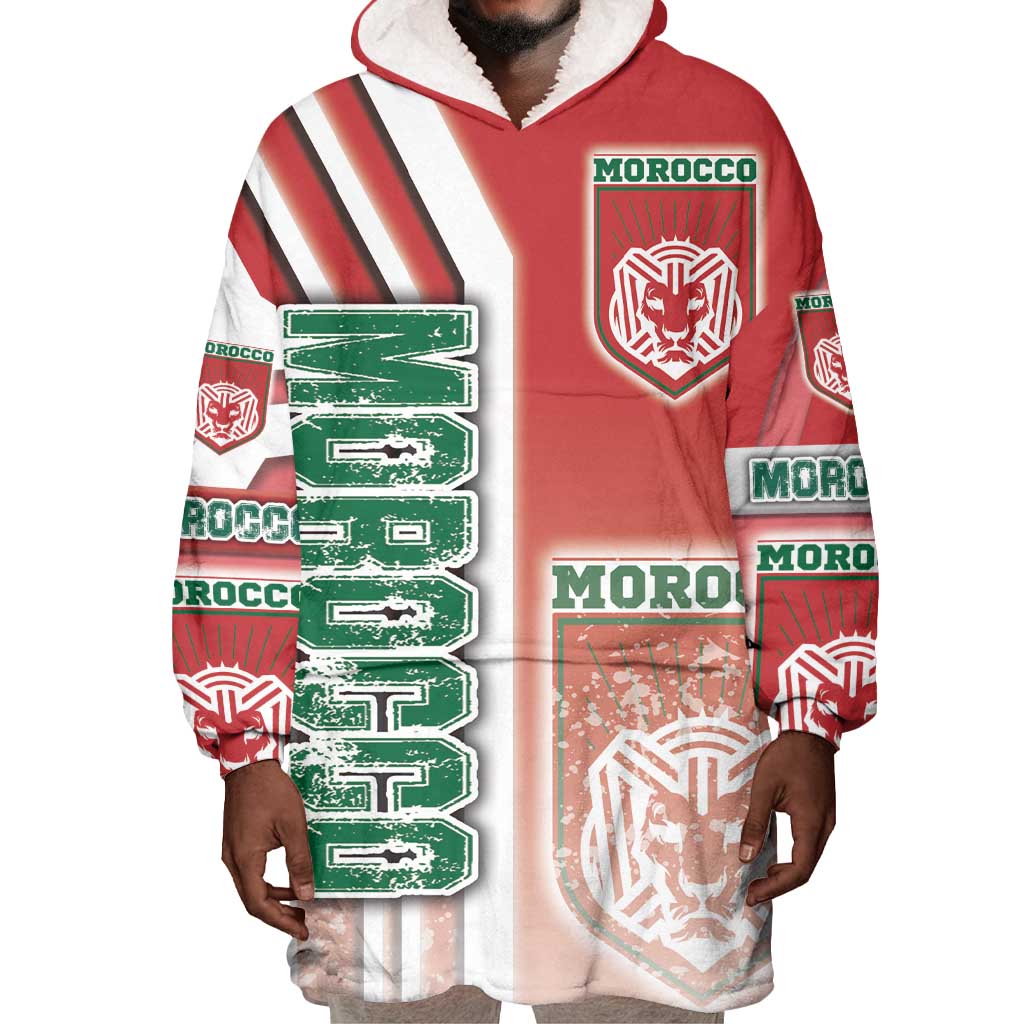 Morocco Soccer Wearable Blanket Hoodie Atlas Lions Football - Road To Champion DT03