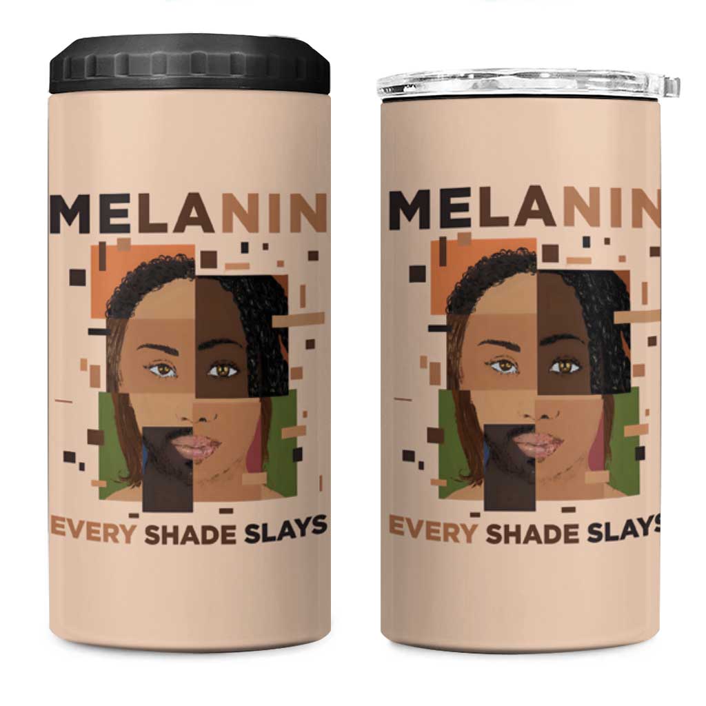 Melanin Every Shade Slays 4 in 1 Can Cooler Tumbler Afro Women DT03