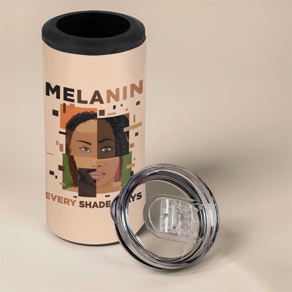 Melanin Every Shade Slays 4 in 1 Can Cooler Tumbler Afro Women DT03