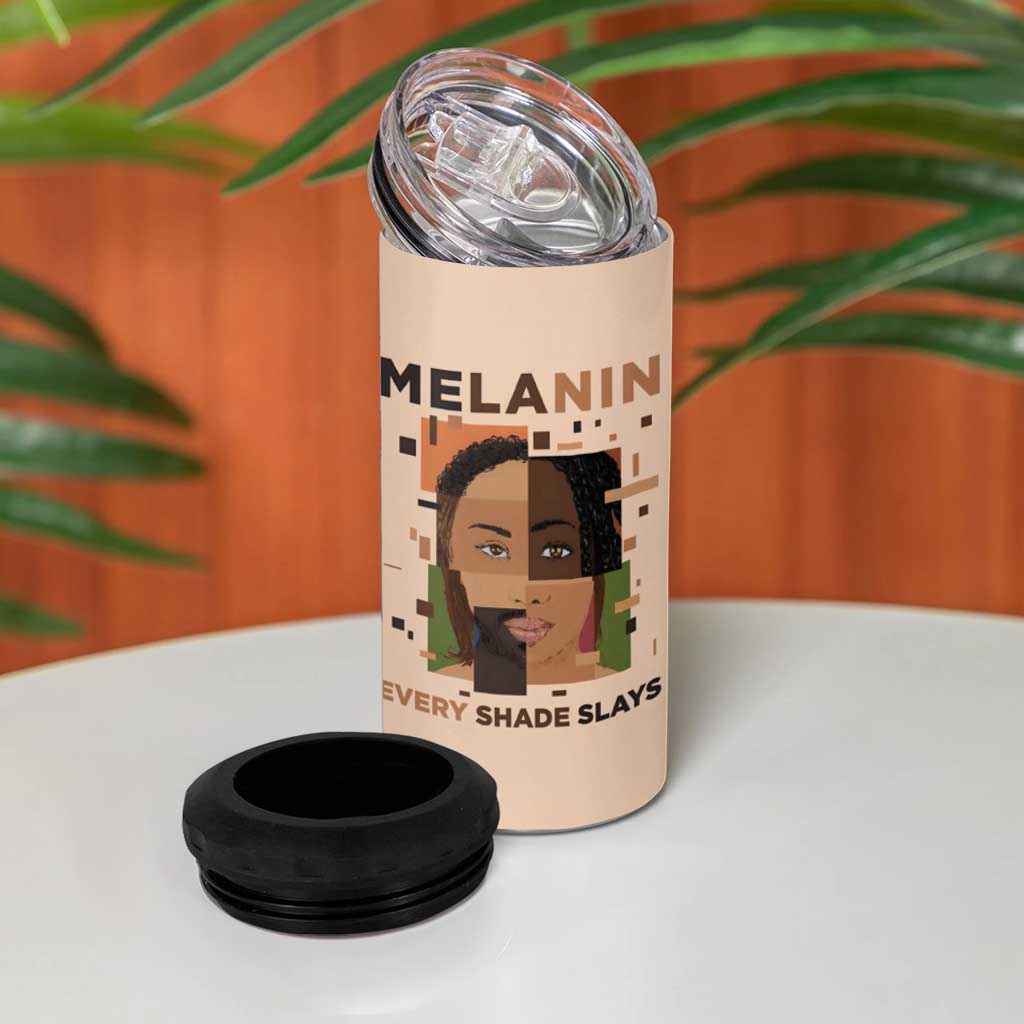 Melanin Every Shade Slays 4 in 1 Can Cooler Tumbler Afro Women DT03