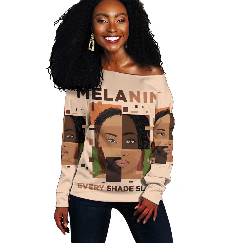 Melanin Every Shade Slays Off Shoulder Sweater Afro Women DT03
