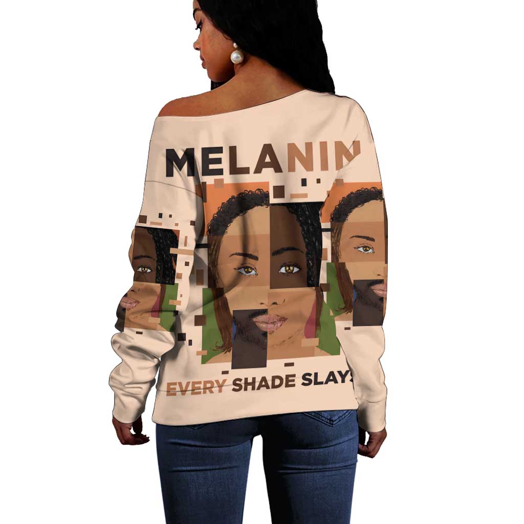 Melanin Every Shade Slays Off Shoulder Sweater Afro Women DT03