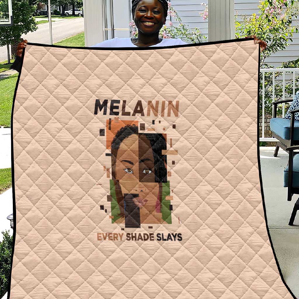 Melanin Every Shade Slays Quilt Afro Women DT03