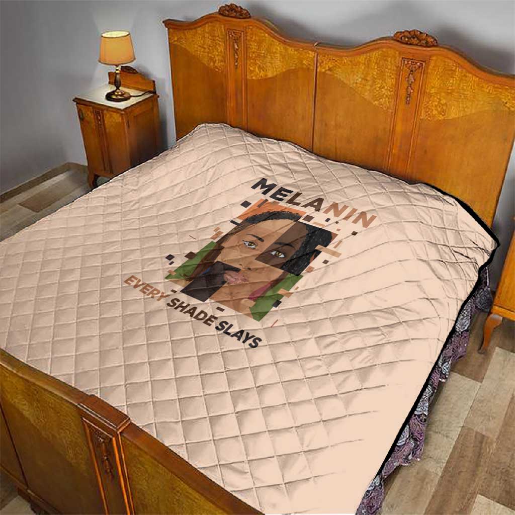Melanin Every Shade Slays Quilt Afro Women DT03