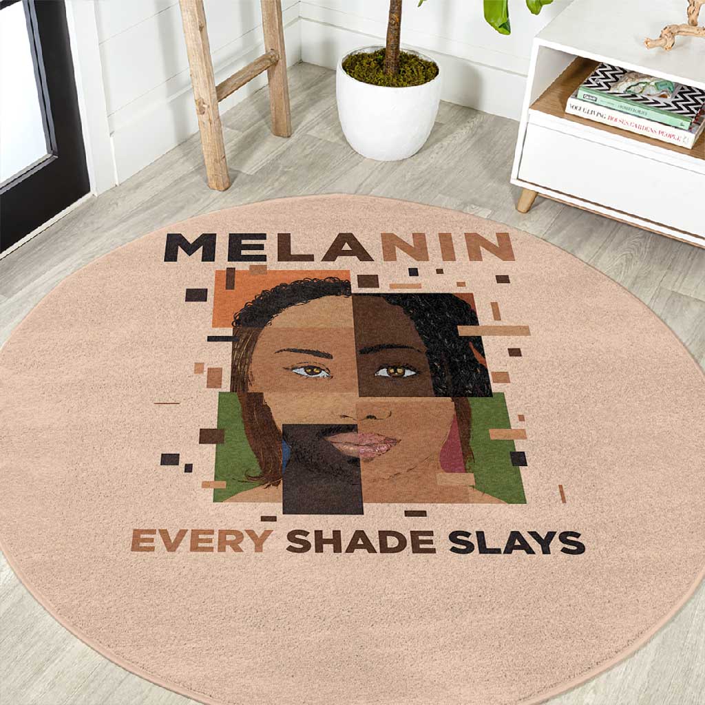 Melanin Every Shade Slays Round Carpet Afro Women DT03
