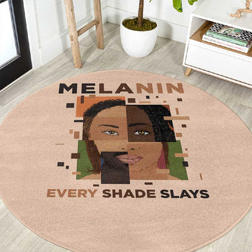 Melanin Every Shade Slays Round Carpet Afro Women DT03