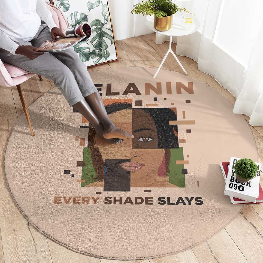 Melanin Every Shade Slays Round Carpet Afro Women DT03