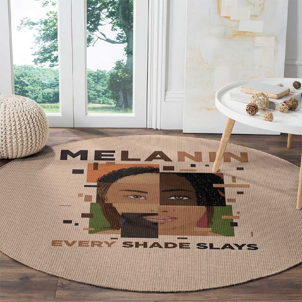 Melanin Every Shade Slays Round Carpet Afro Women DT03
