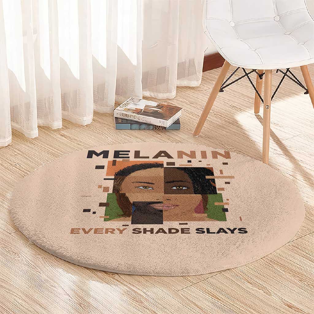 Melanin Every Shade Slays Round Carpet Afro Women DT03