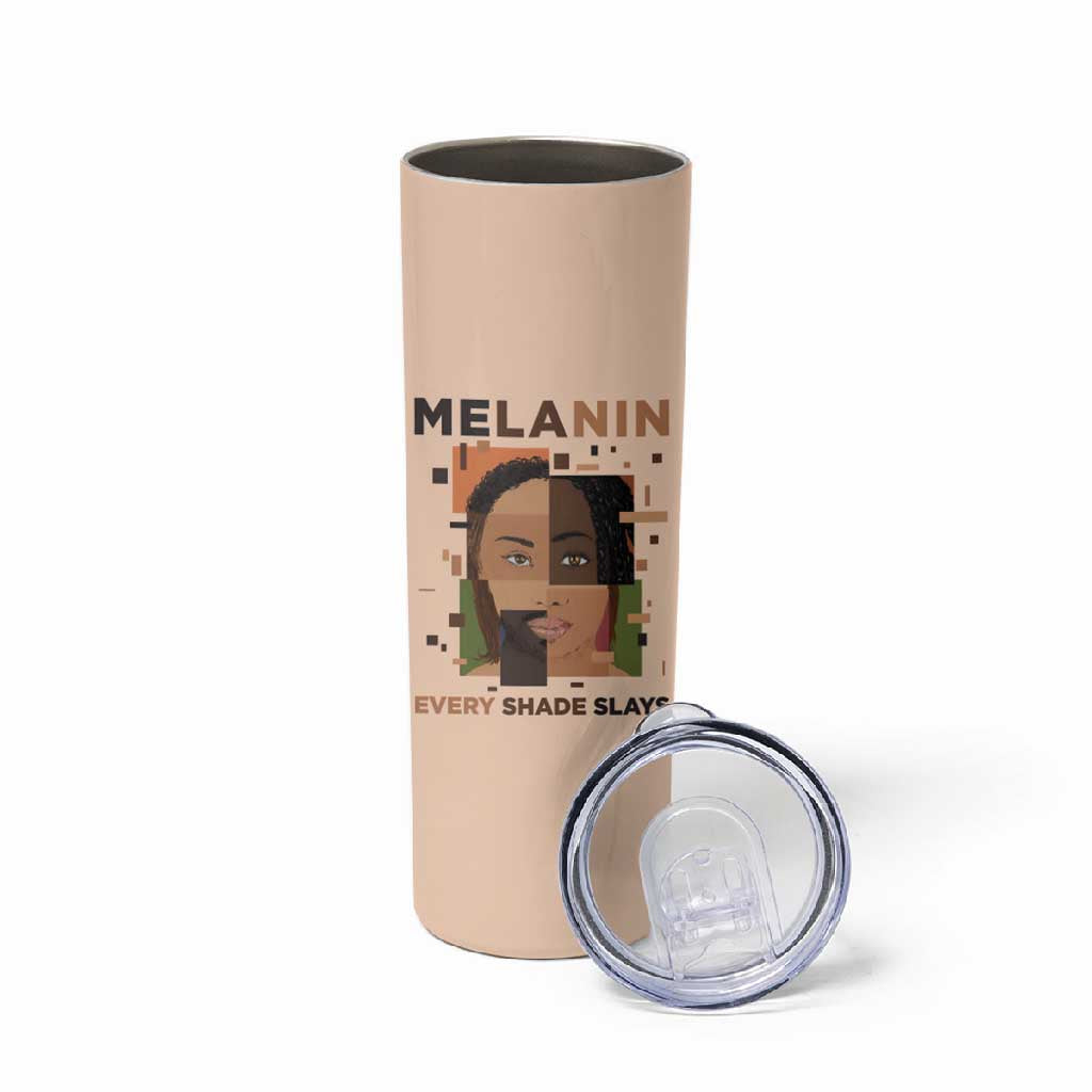 Melanin Every Shade Slays Skinny Tumbler Afro Women DT03
