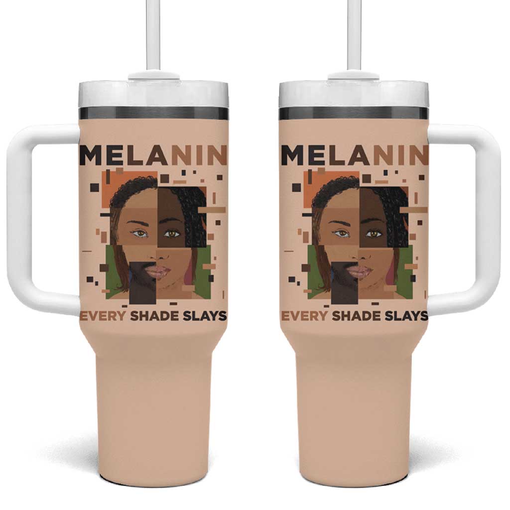 Melanin Every Shade Slays Tumbler With Handle Afro Women DT03