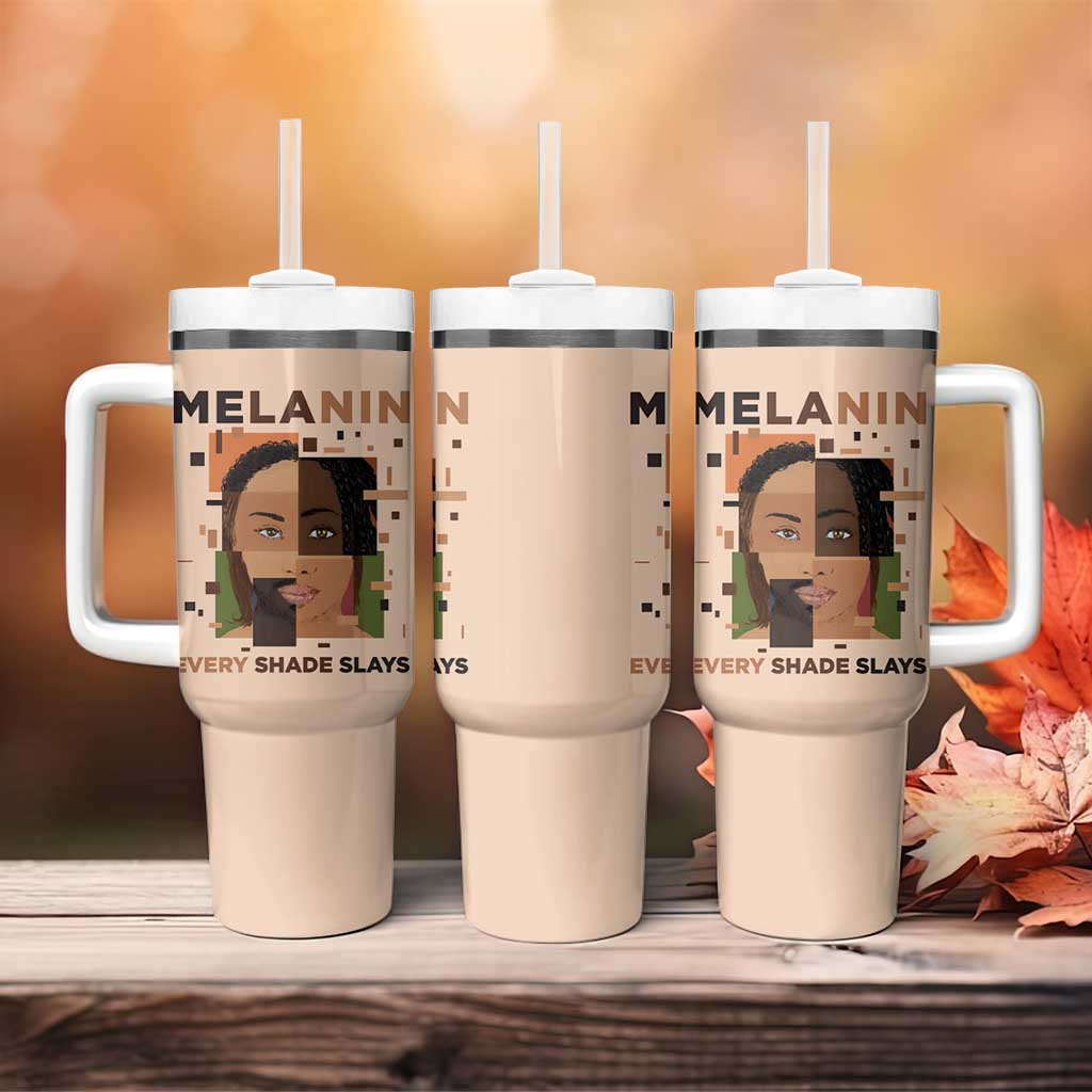 Melanin Every Shade Slays Tumbler With Handle Afro Women DT03