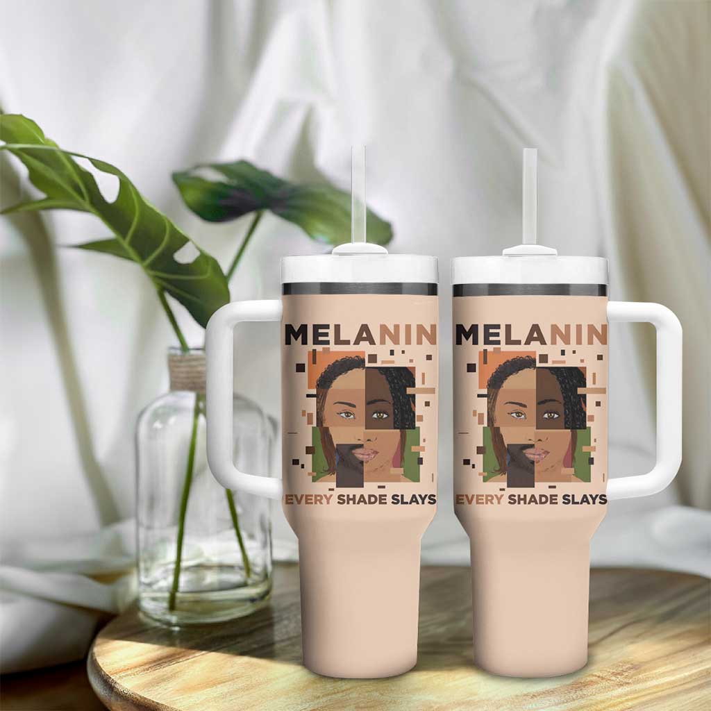 Melanin Every Shade Slays Tumbler With Handle Afro Women DT03