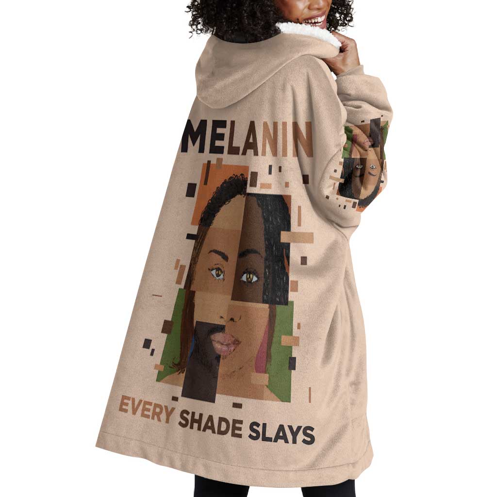 Melanin Every Shade Slays Wearable Blanket Hoodie Afro Women DT03
