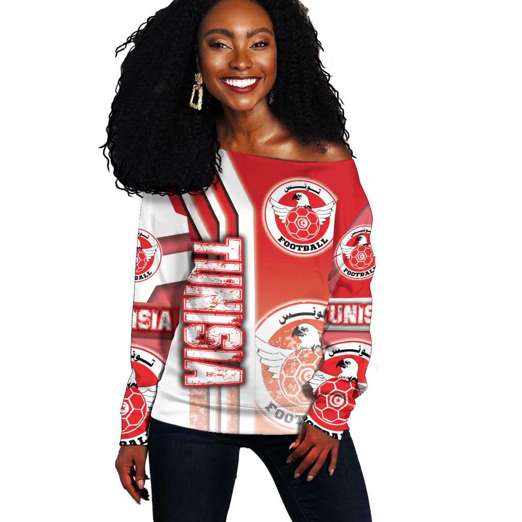 Tunisia Soccer Off Shoulder Sweater Eagles of Carthage Football - Road To Champion DT03