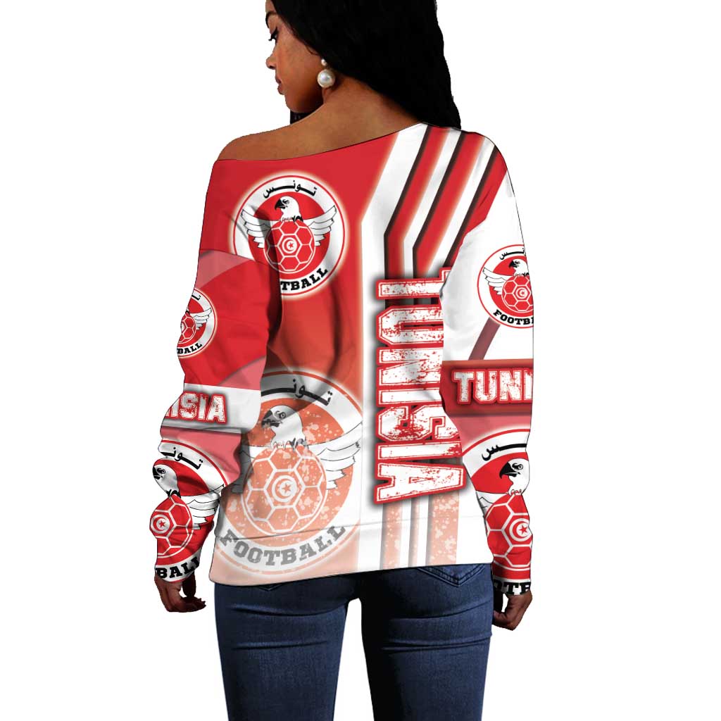 Tunisia Soccer Off Shoulder Sweater Eagles of Carthage Football - Road To Champion DT03