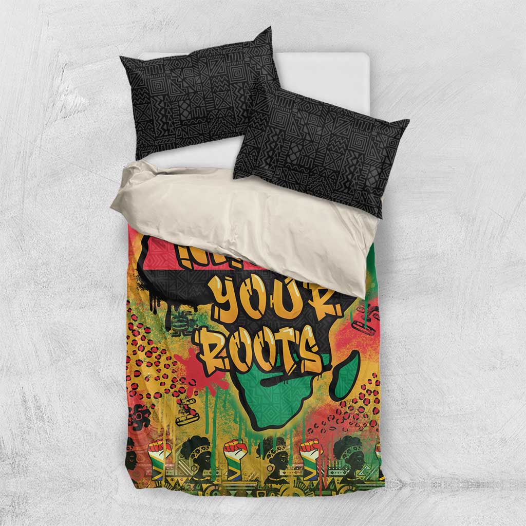 Africa Map Graffiti Bedding Set Know You Roots Art Style DT03