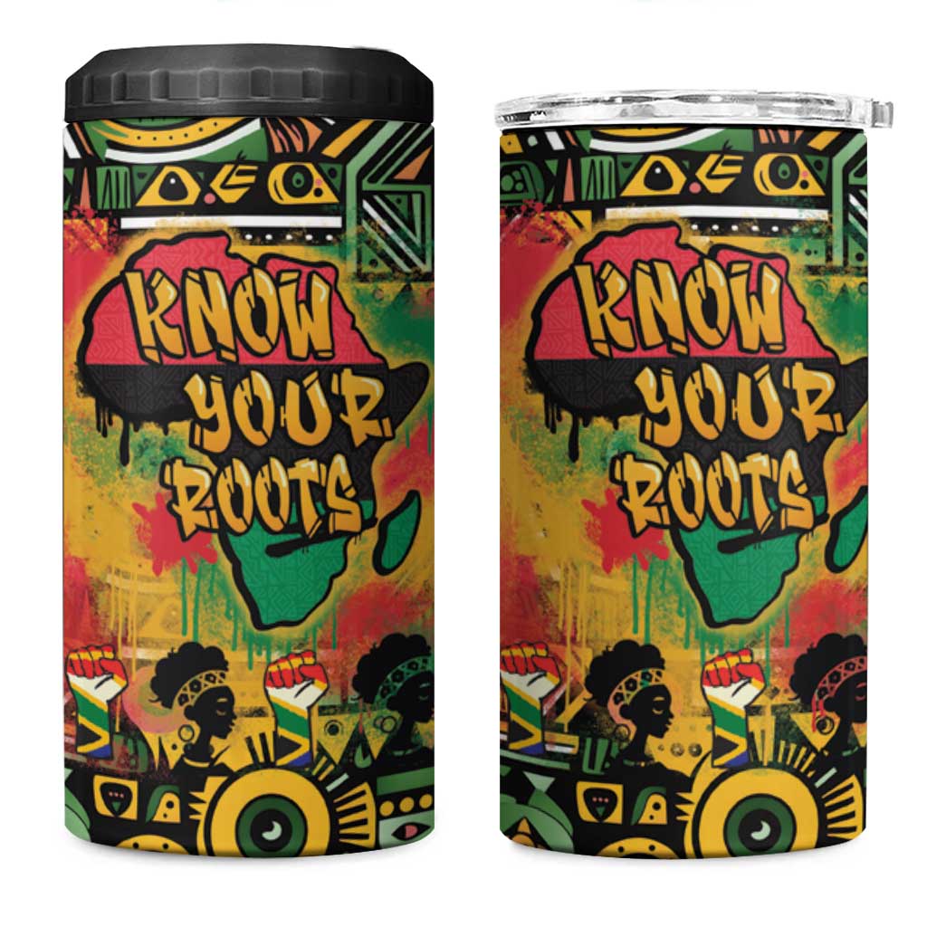 Africa Map Graffiti 4 in 1 Can Cooler Tumbler Know You Roots Art Style DT03