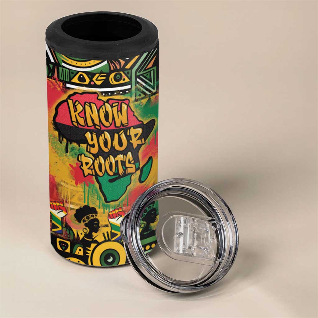 Africa Map Graffiti 4 in 1 Can Cooler Tumbler Know You Roots Art Style DT03