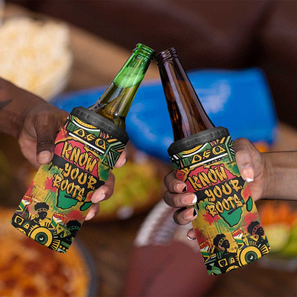 Africa Map Graffiti 4 in 1 Can Cooler Tumbler Know You Roots Art Style DT03