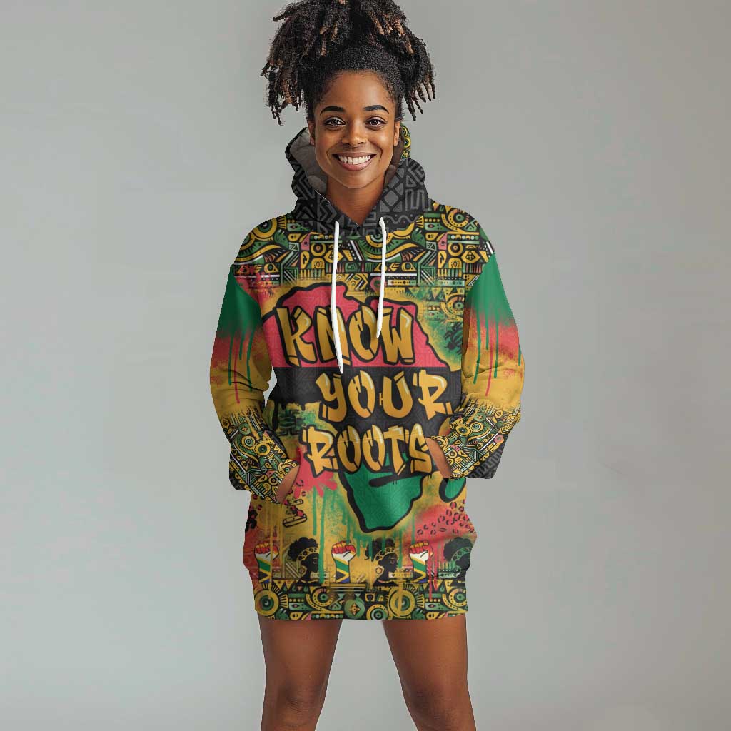Africa Map Graffiti Hoodie Dress Know You Roots Art Style DT03