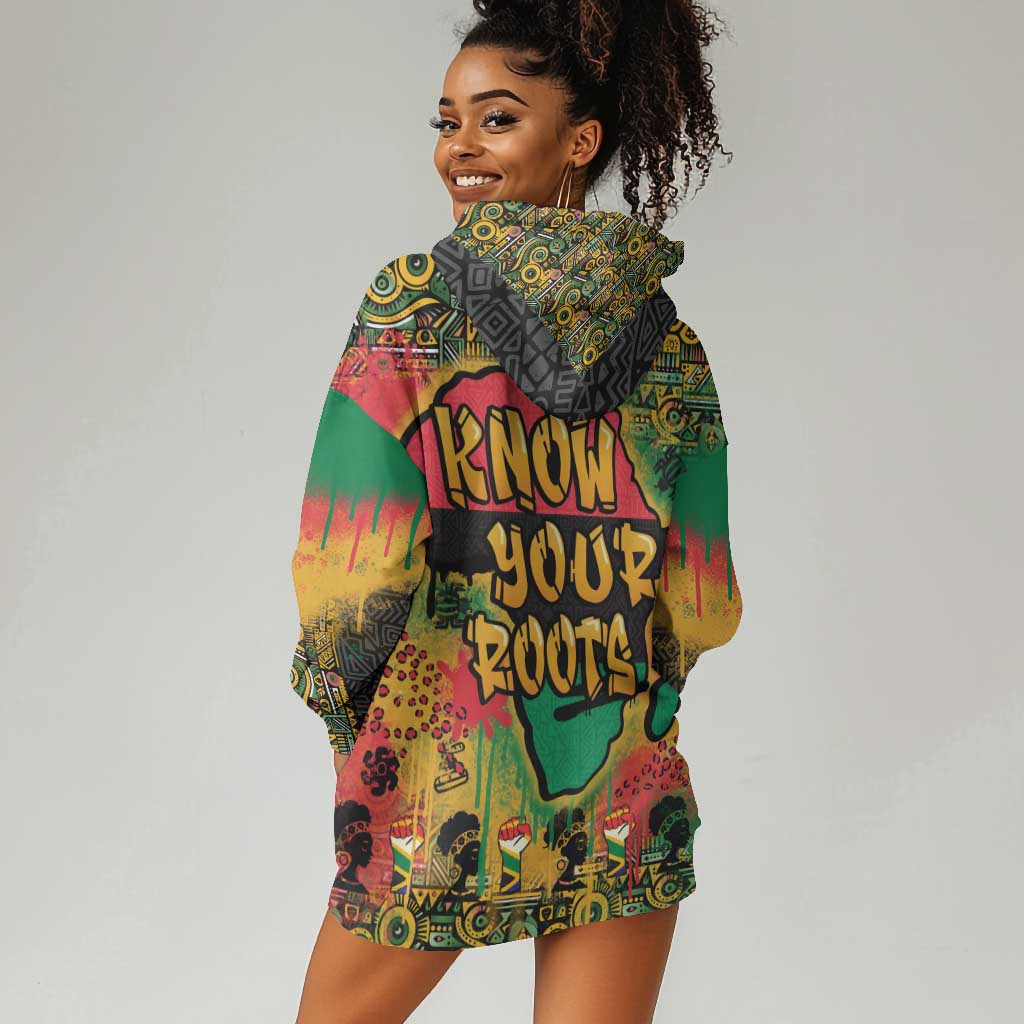 Africa Map Graffiti Hoodie Dress Know You Roots Art Style DT03
