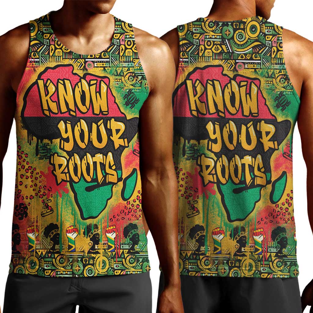 Africa Map Graffiti Men Tank Top Know You Roots Art Style DT03