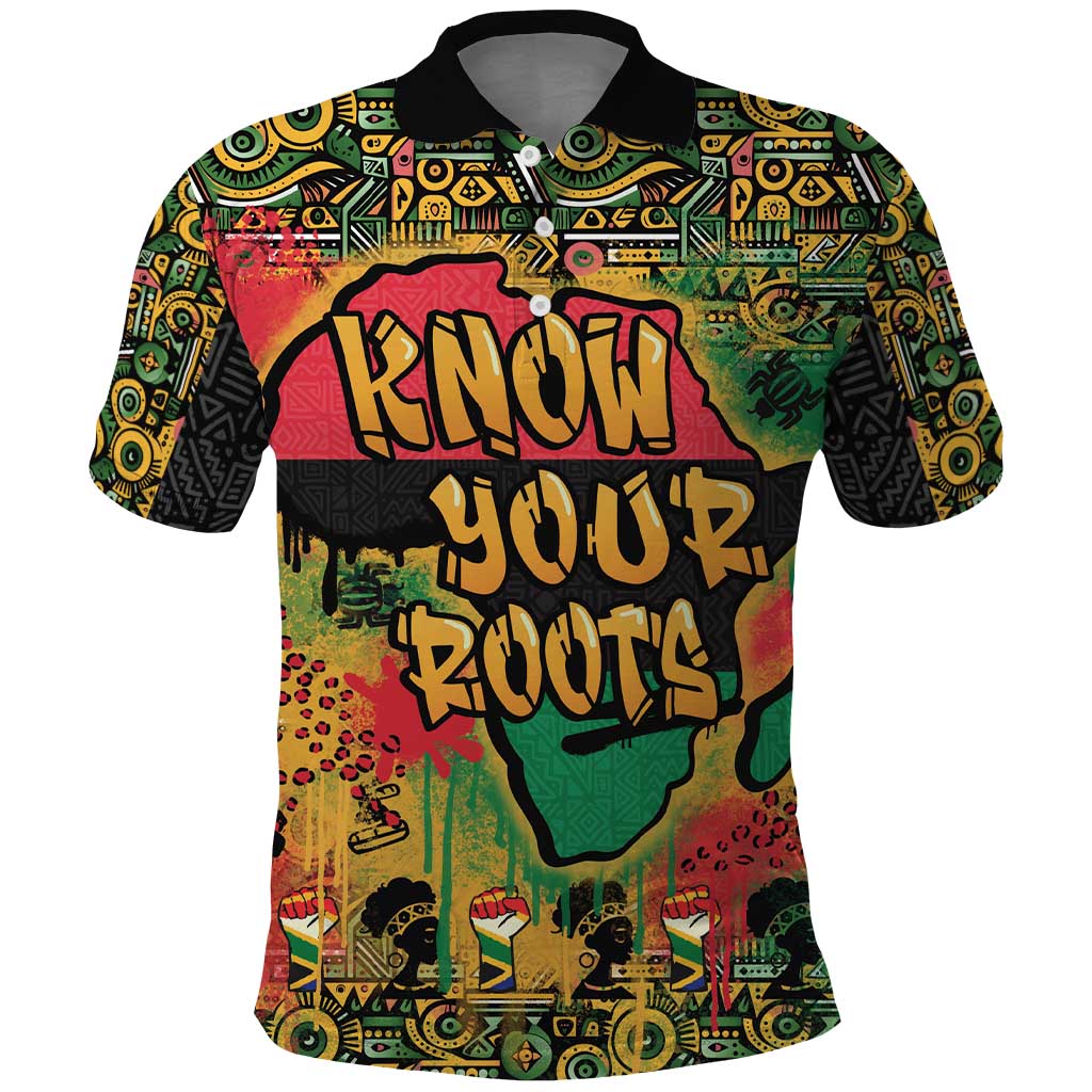 African Map Graffiti Polo Shirt Know You Roots DT03