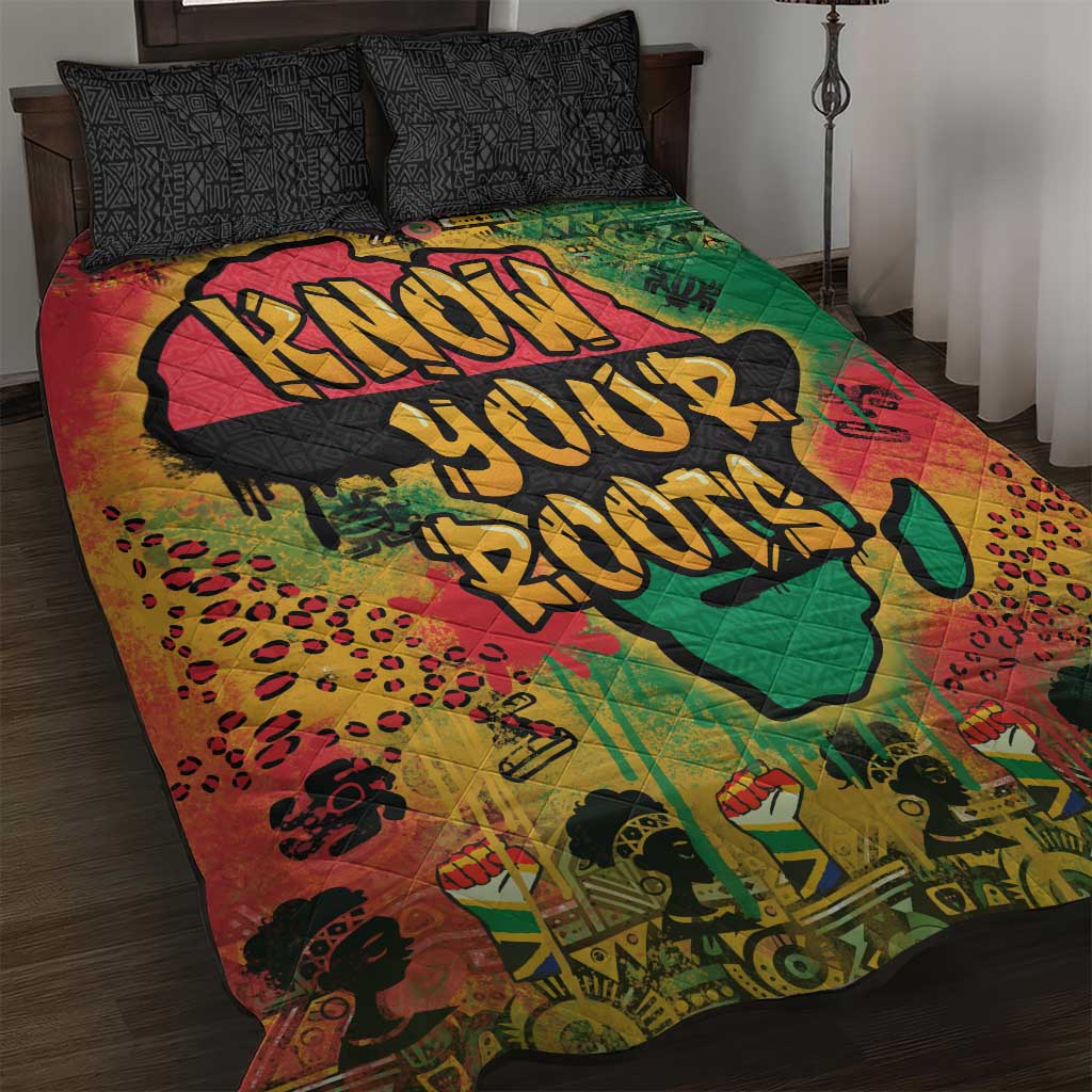 Africa Map Graffiti Quilt Bed Set Know You Roots Art Style DT03