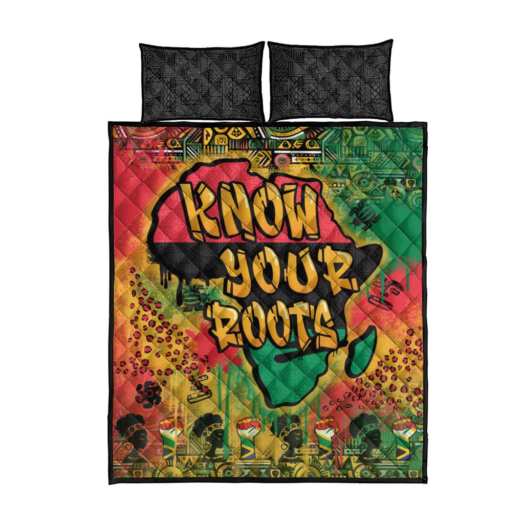 Africa Map Graffiti Quilt Bed Set Know You Roots Art Style DT03