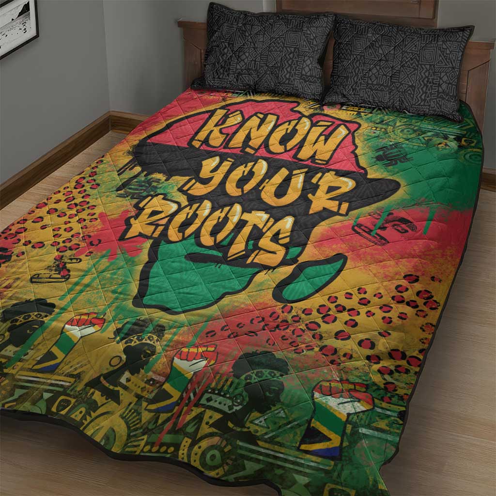 Africa Map Graffiti Quilt Bed Set Know You Roots Art Style DT03