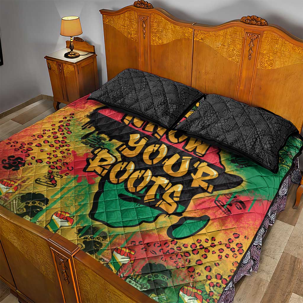 Africa Map Graffiti Quilt Bed Set Know You Roots Art Style DT03
