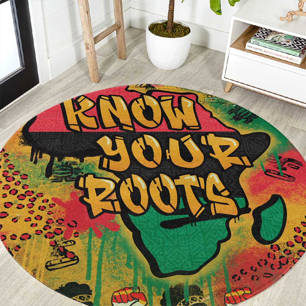 Africa Map Graffiti Round Carpet Know You Roots Art Style DT03