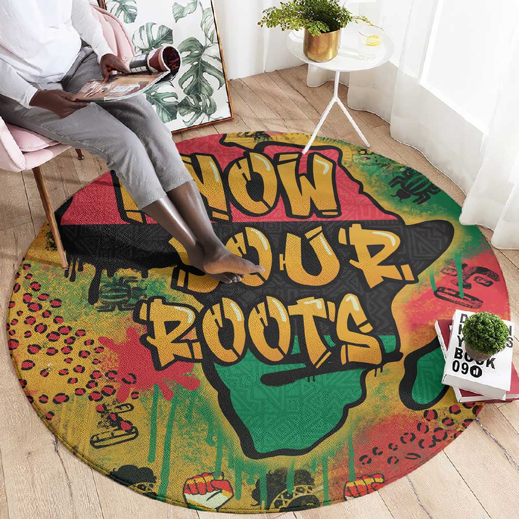 Africa Map Graffiti Round Carpet Know You Roots Art Style DT03