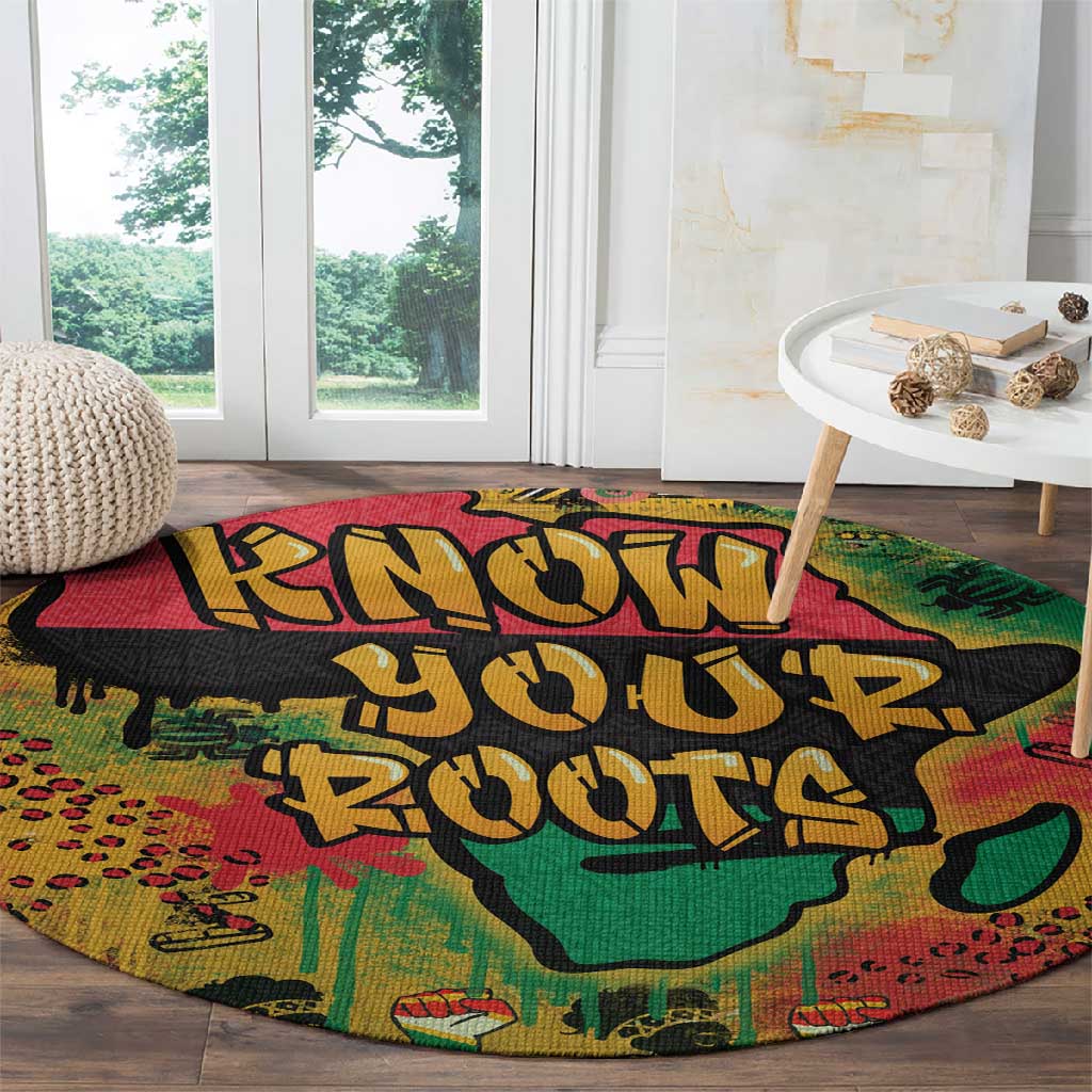 Africa Map Graffiti Round Carpet Know You Roots Art Style DT03