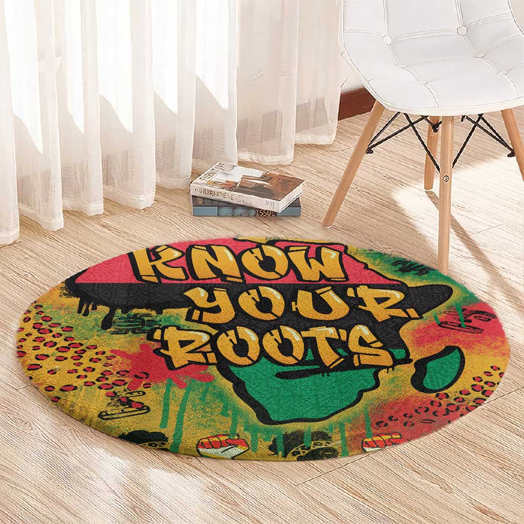 Africa Map Graffiti Round Carpet Know You Roots Art Style DT03
